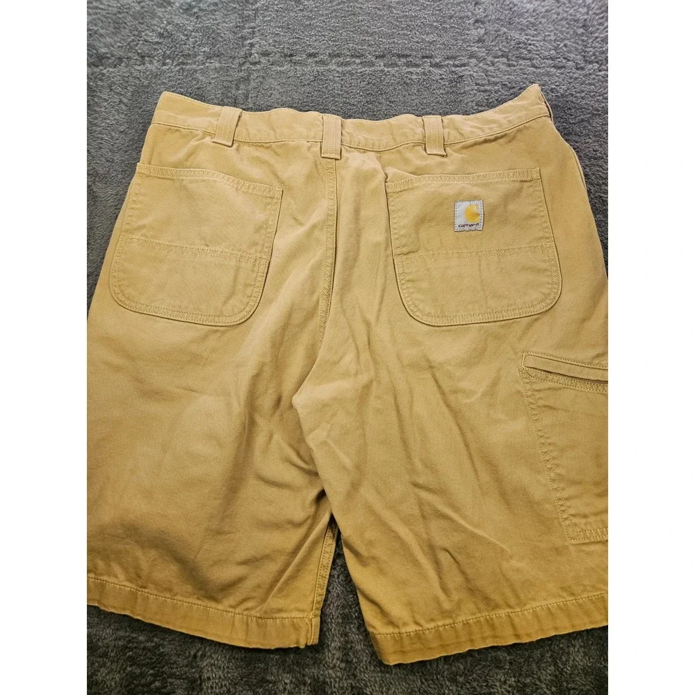 Carhartt Canvas Shorts Mens 38 Tan Rugged Flex Relaxed Fit Utility Workwear 8.5
